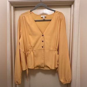 TOPSHOP yellow long sleeve blouse